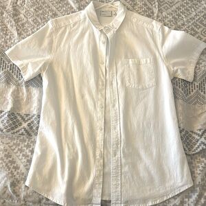 Men’s White Casual Short Sleeve Button Down